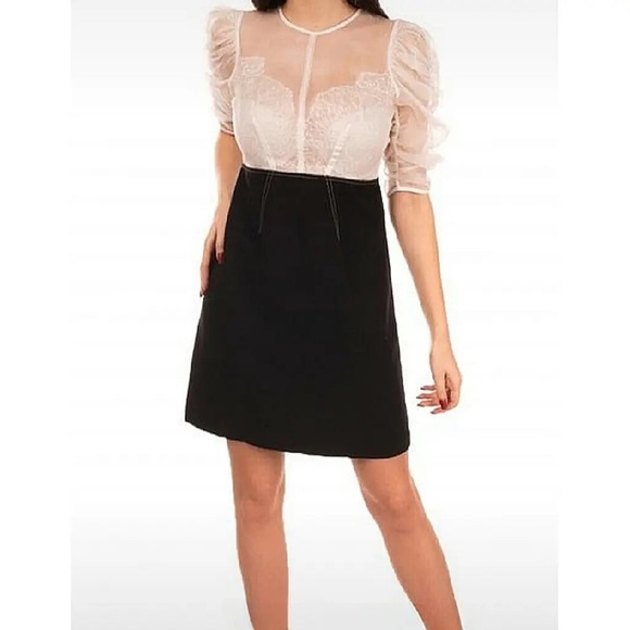 Sandro Paris Lace Sheer Mini Dress in Ecru White Size 2 - Picture 1 of 3